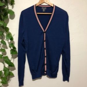 H&M Silk Blend Royal Blue Varsity Jacket Cardigan